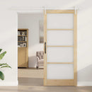 Skydedør 93 x 211 cm Massivt fyrretræ og glas Naturfarvet