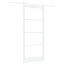 Skydedør 93 x 211 cm Massivt fyrretræ og glas Hvid