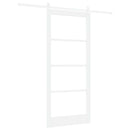 Skydedør 93 x 211 cm Massivt fyrretræ og glas Hvid