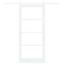 Skydedør 93 x 211 cm Massivt fyrretræ og glas Hvid