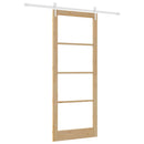 Skydedør 93 x 232 cm Massivt fyrretræ og glas Naturfarvet