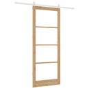 Skydedør 93 x 232 cm Massivt fyrretræ og glas Naturfarvet