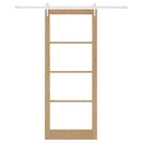 Skydedør 93 x 232 cm Massivt fyrretræ og glas Naturfarvet