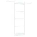 Skydedør 93 x 232 cm Massivt fyrretræ og glas Hvid