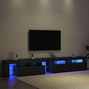 TV-skab med LED 3 pcs Sort eg 260 x 37 x 40 cm Konstrueret træ