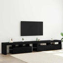 TV-skab med LED 3 pcs Sort eg 260 x 37 x 40 cm Konstrueret træ