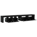 TV-skab med LED 3 pcs Sort eg 260 x 37 x 40 cm Konstrueret træ
