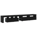 TV-skab med LED 3 pcs Sort eg 260 x 37 x 40 cm Konstrueret træ