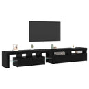 TV-skab med LED 3 pcs Sort eg 260 x 37 x 40 cm Konstrueret træ