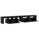 TV-skab med LED 2 pcs Sort eg 260 x 37 x 40 cm Konstrueret træ