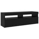 TV-skab med LED 2 pcs Sort eg 260 x 37 x 40 cm Konstrueret træ