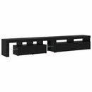 TV-skab med LED 2 pcs Sort eg 260 x 37 x 40 cm Konstrueret træ