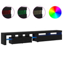 TV-skab med LED 2 pcs Sort eg 260 x 37 x 40 cm Konstrueret træ