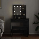 LED Smykkebord Set med spejllys 2 pcs Sort eg Konstrueret træ
