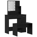 LED Smykkebord Set med spejllys 2 pcs Sort eg Konstrueret træ