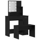 LED Smykkebord Set med spejllys 2 pcs Sort eg Konstrueret træ