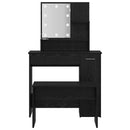 LED Smykkebord Set med spejllys 2 pcs Sort eg Konstrueret træ
