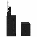 LED Smykkebord Set med spejllys 2 pcs Sort eg Konstrueret træ