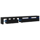 TV-skab 3 pcs Sort eg 290 x 36,5 x 40 cm Konstrueret træ