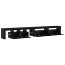 TV-skab 3 pcs Sort eg 290 x 36,5 x 40 cm Konstrueret træ