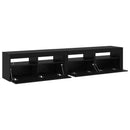 TV-skab 2 pcs Sort eg 210 x 35 x 40 cm Konstrueret træ