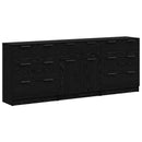 Sideboard 3 pcs Sort eg 181 x 30 x 70 cm Konstrueret træ
