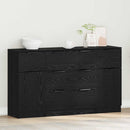Sideboard med skuffe 3 pcs Sort eg Konstrueret træ