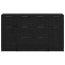 Sideboard med skuffe 3 pcs Sort eg Konstrueret træ