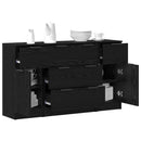 Sideboard med skuffe 3 pcs Sort eg Konstrueret træ