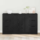 Sideboard med skuffe 3 pcs Sort eg Konstrueret træ
