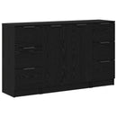 Sideboard med skuffe 3 pcs Sort eg Konstrueret træ