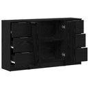 Sideboard med skuffe 3 pcs Sort eg Konstrueret træ