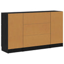 Sideboard med skuffe 3 pcs Sort eg Konstrueret træ