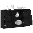 Sideboard med skuffe 3 pcs Sort eg Konstrueret træ