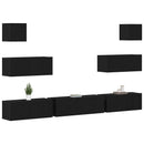 TV-møbelsæt 7 pcs Sort eg 100 x 30 x 30 cm Konstrueret træ
