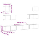 TV-møbelsæt 7 pcs Sort eg 100 x 30 x 30 cm Konstrueret træ
