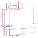 TV-møbelsæt 6 pcs Sort eg 100 x 30 x 30 cm Konstrueret træ