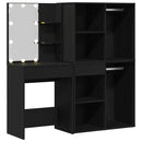 LED Smykkebord Set Sort eg 140 x 40 x 140 cm Konstrueret træ