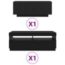 TV-møbelsæt 2 pcs Sort 200 x 35 x 40 cm Konstrueret træ