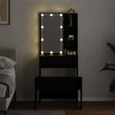 LED Smykkebord Set med spejllys 2 pcs Sort eg Konstrueret træ