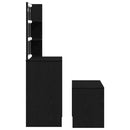 LED Smykkebord Set med spejllys 2 pcs Sort eg Konstrueret træ