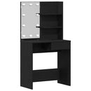 LED Smykkebord Set med spejllys 2 pcs Sort eg Konstrueret træ