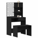 LED Smykkebord Set med spejllys 2 pcs Sort eg Konstrueret træ
