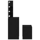 LED Smykkebord Set med spejllys 2 pcs Sort eg Konstrueret træ