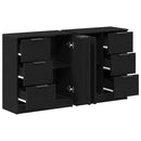 Sideboard med skuffe Sort eg 120 x 30 x 70 cm Konstrueret træ