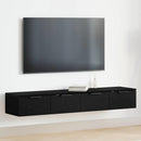 Væghængt skab 2 pcs Sort eg 68 x 30 x 20 cm Konstrueret træ