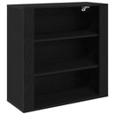 Highboard med skuffe Sort eg 80 x 33 x 150 cm Konstrueret træ