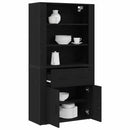 Highboard med skuffe Sort eg 80 x 33 x 150 cm Konstrueret træ