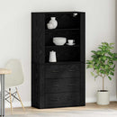 Highboard med skuffe Sort eg 80 x 33 x 150 cm Konstrueret træ