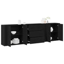 Sideboard med skuffe Sort eg 240 x 33 x 70 cm Konstrueret træ